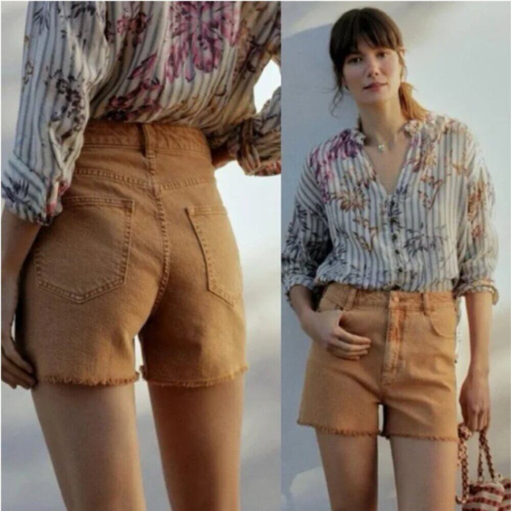 Anthropologie Pilcro Women's High Rise Frayed Hem Jean Shorts Size 28